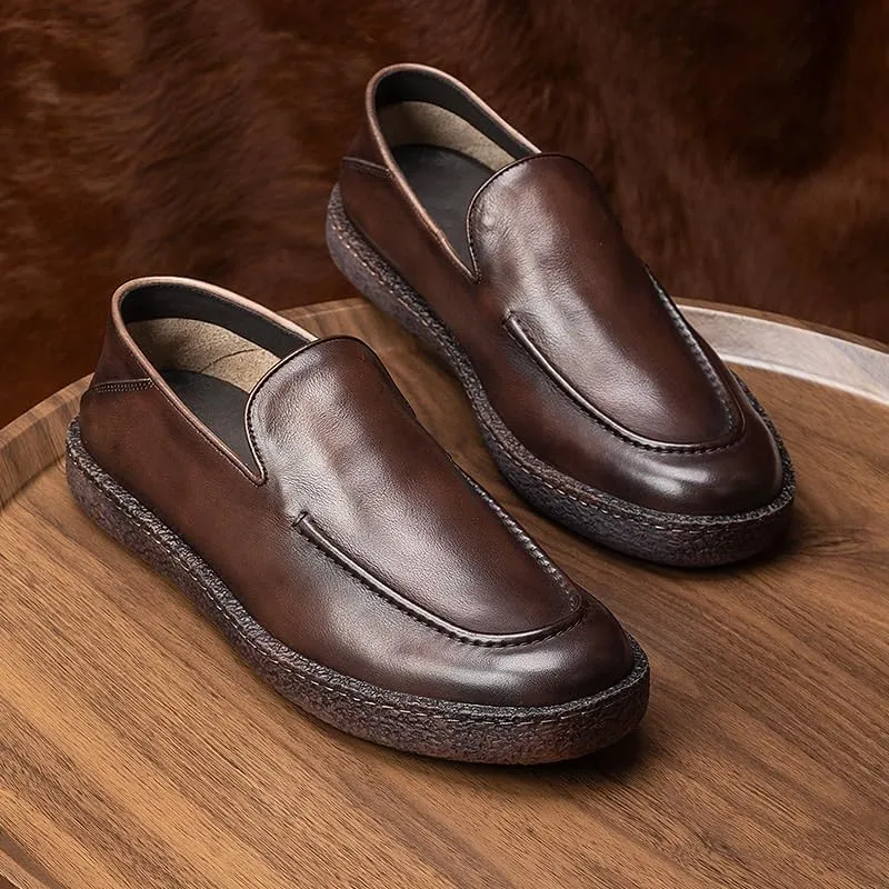 Mens Leather Casual Slip On Loafer Shoe Slip Resistant Work Shoes for Men Leather Non Slip Chef Shoes Men's Loafers & Slip-ons