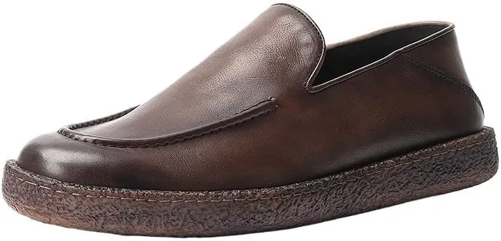 Mens Leather Casual Slip On Loafer Shoe Slip Resistant Work Shoes for Men Leather Non Slip Chef Shoes Men's Loafers & Slip-ons