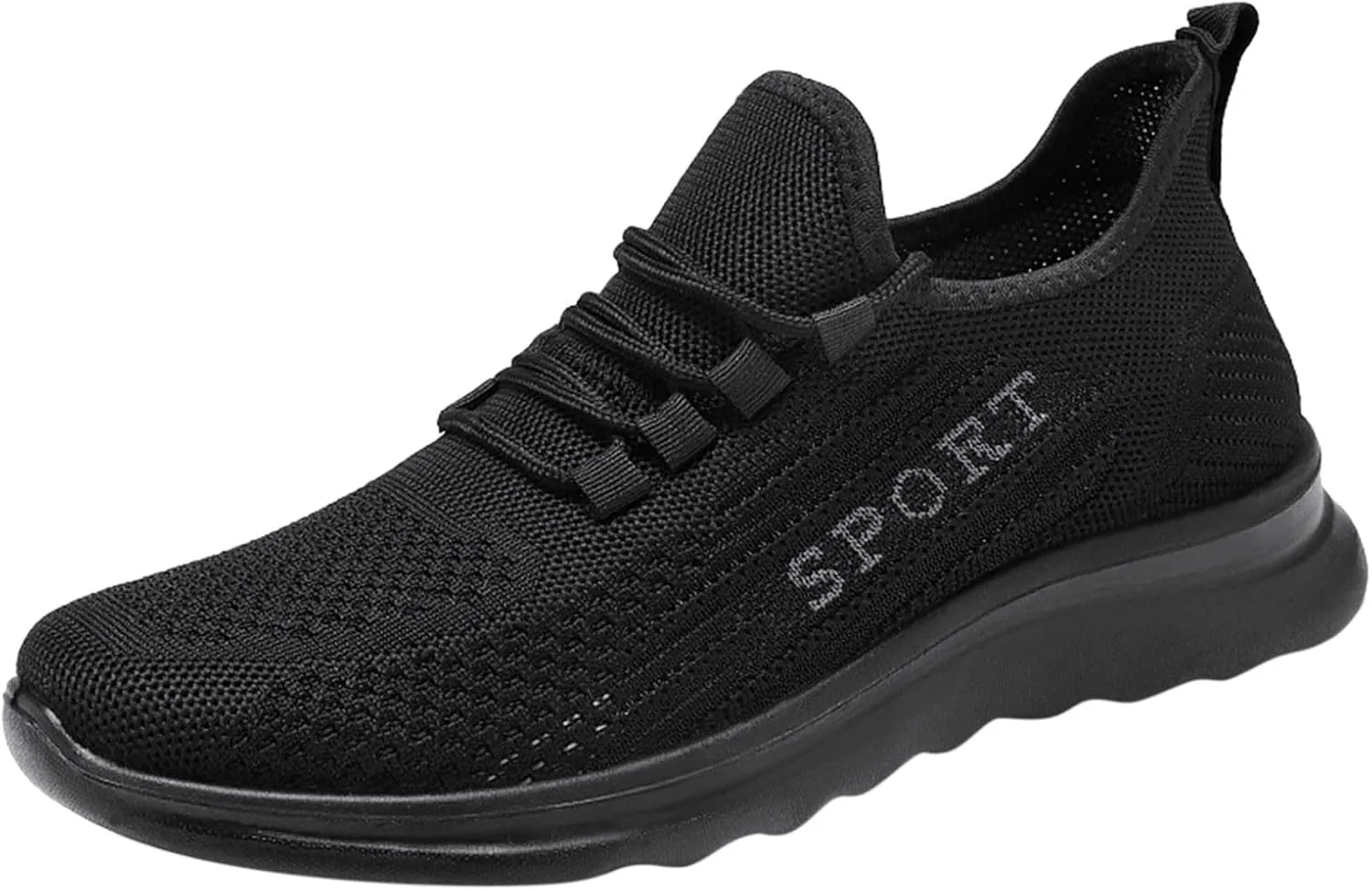 Mens Loafers & Slip-Ons Fashion Autumn Men Sports Flat Non Slip Lace Up Fly Woven Mesh Breathable Solid Color