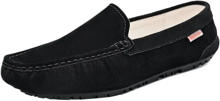 Men's Loafers Round Toe Suede Driving Shoes, Flexible & Lightweight Slip-Ons, Classic Style Anti-Slip Design