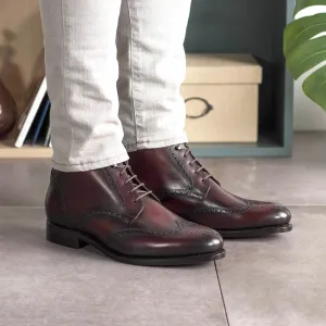 Men's Military Brogue Leather Boots Wide Plus Size 5953
