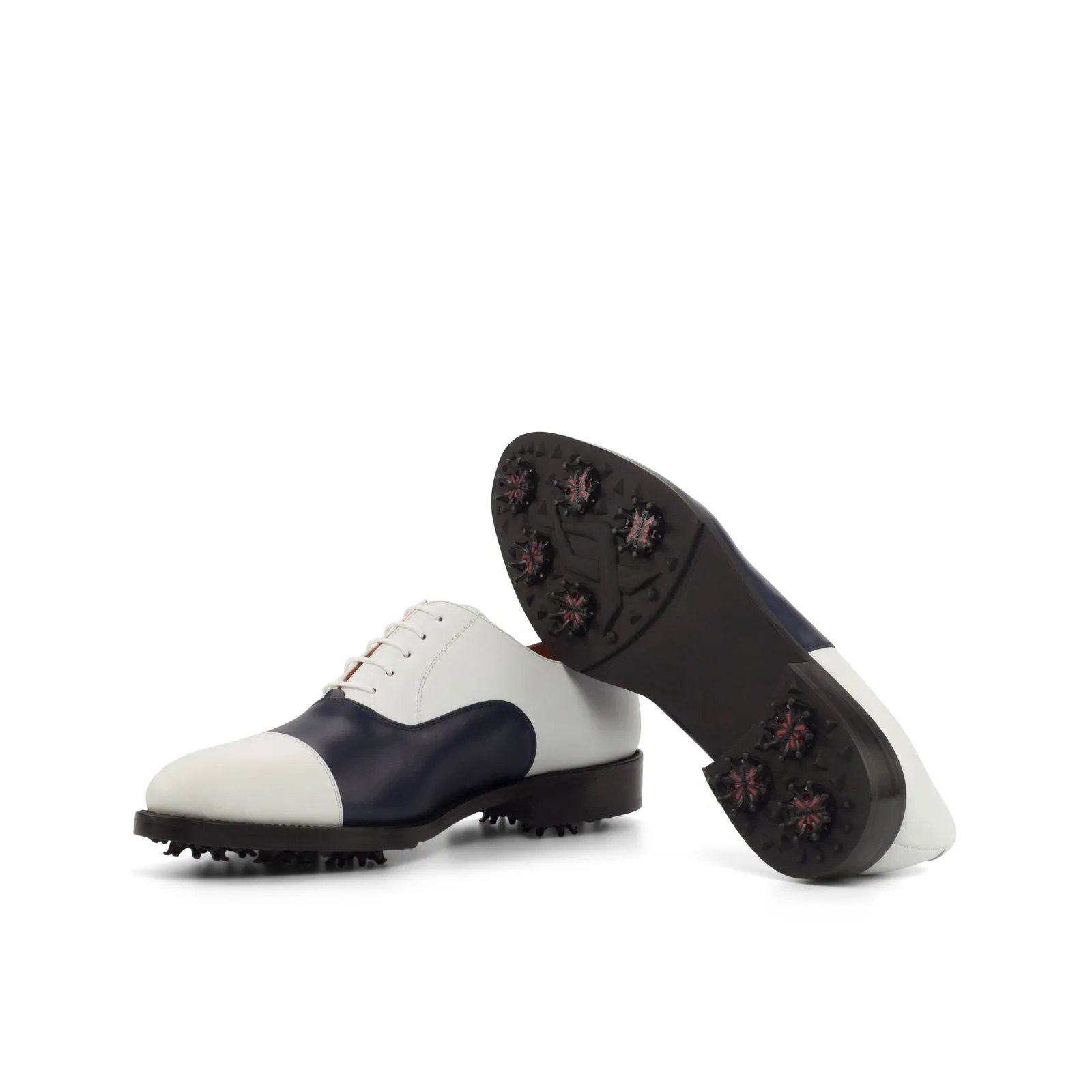 Men's Oxford Golf Leather Shoes Wide Plus Size Blue White 4326