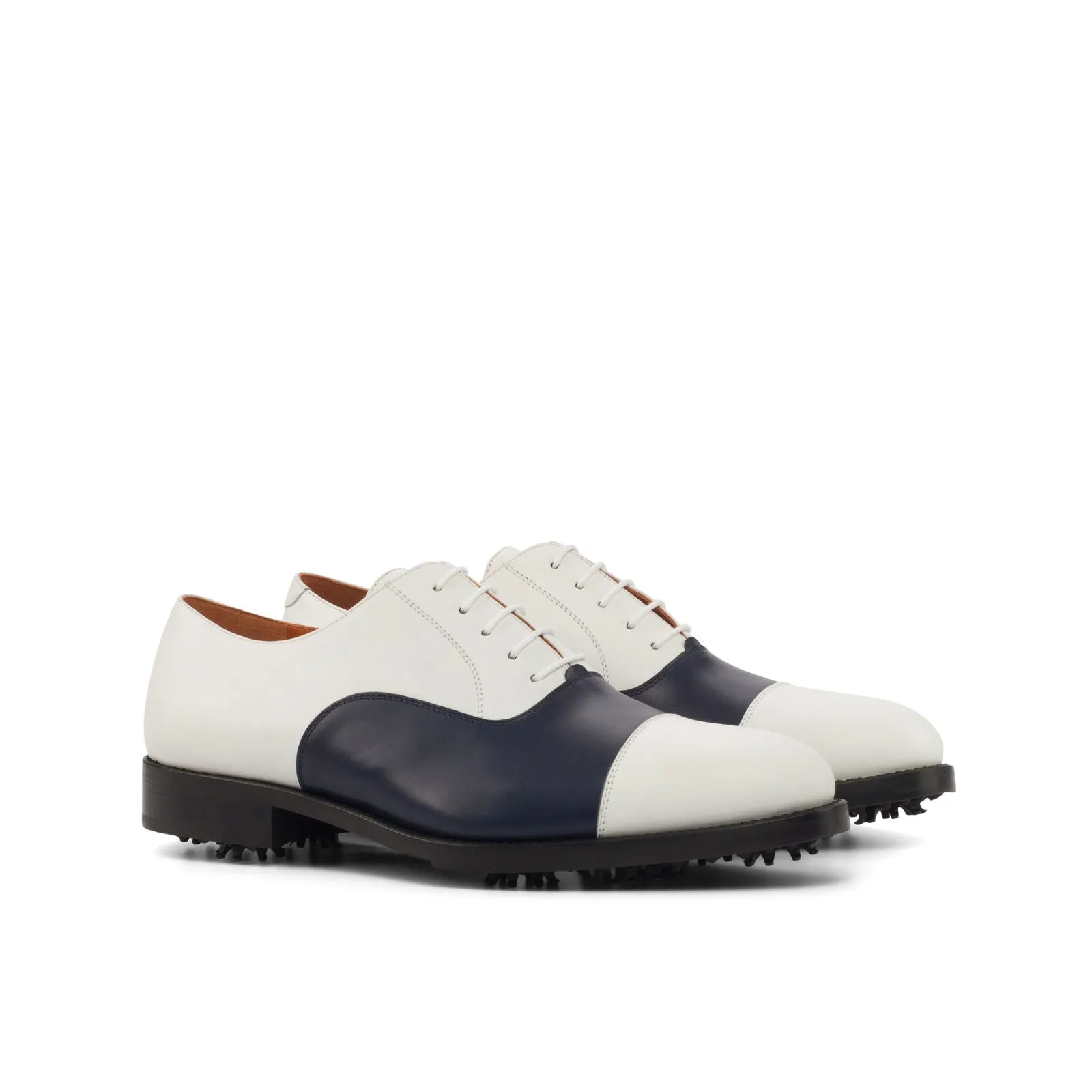Men's Oxford Golf Leather Shoes Wide Plus Size Blue White 4326