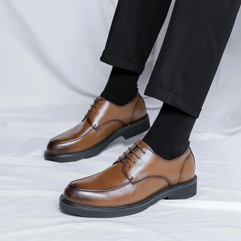 Men's Oxfords Lace Ups Shoes Dress Shoes Men's Casual Slip-on Loafers Stretch Shoes Breathable Casual Shoes for Men(White-Patch Five-Pointed star4,6.5in)