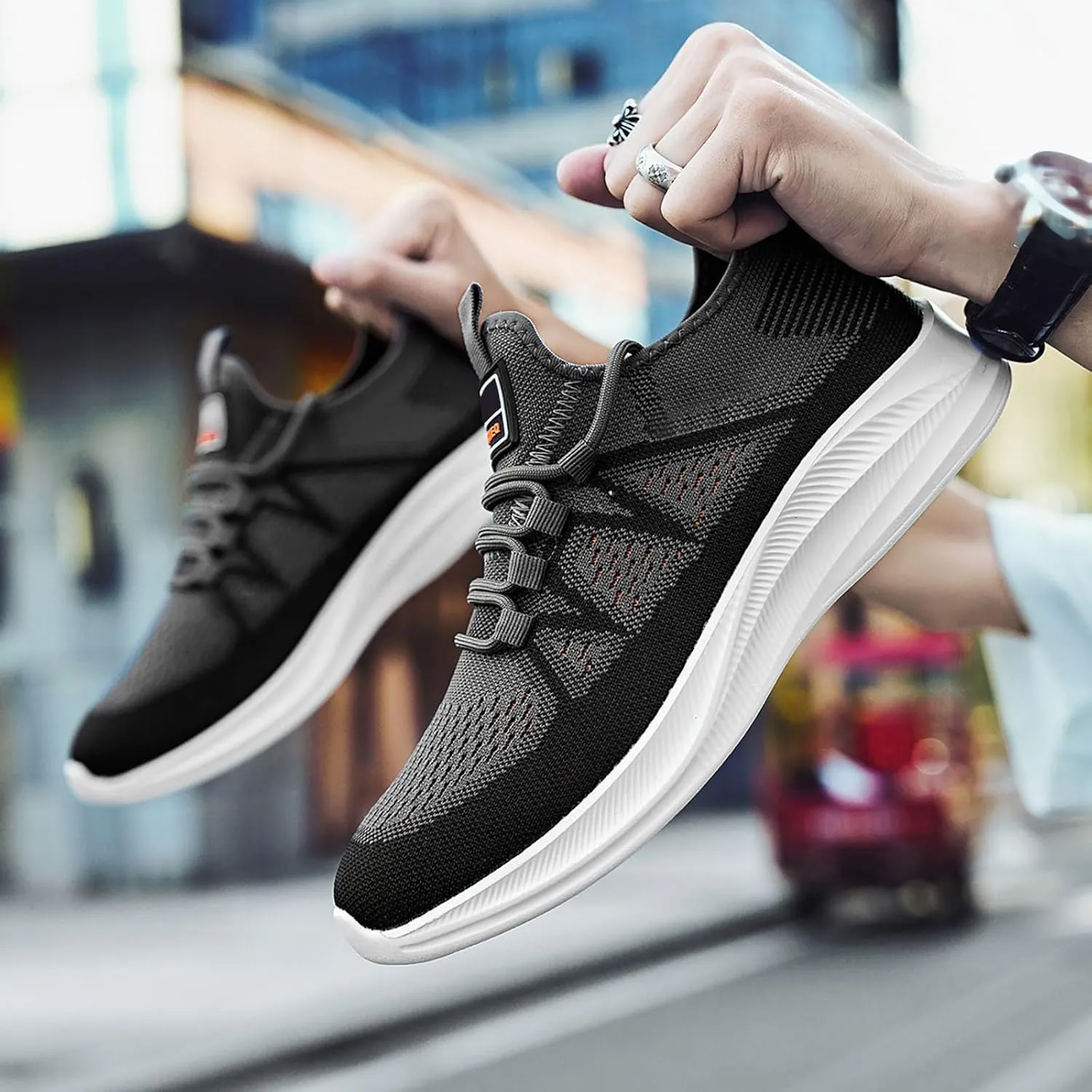 Men's Reathable Stretch Canvas Shoes Breathable Elastic Fly Woven Mesh Sneaker Convenient Elderly Slip on Shoes