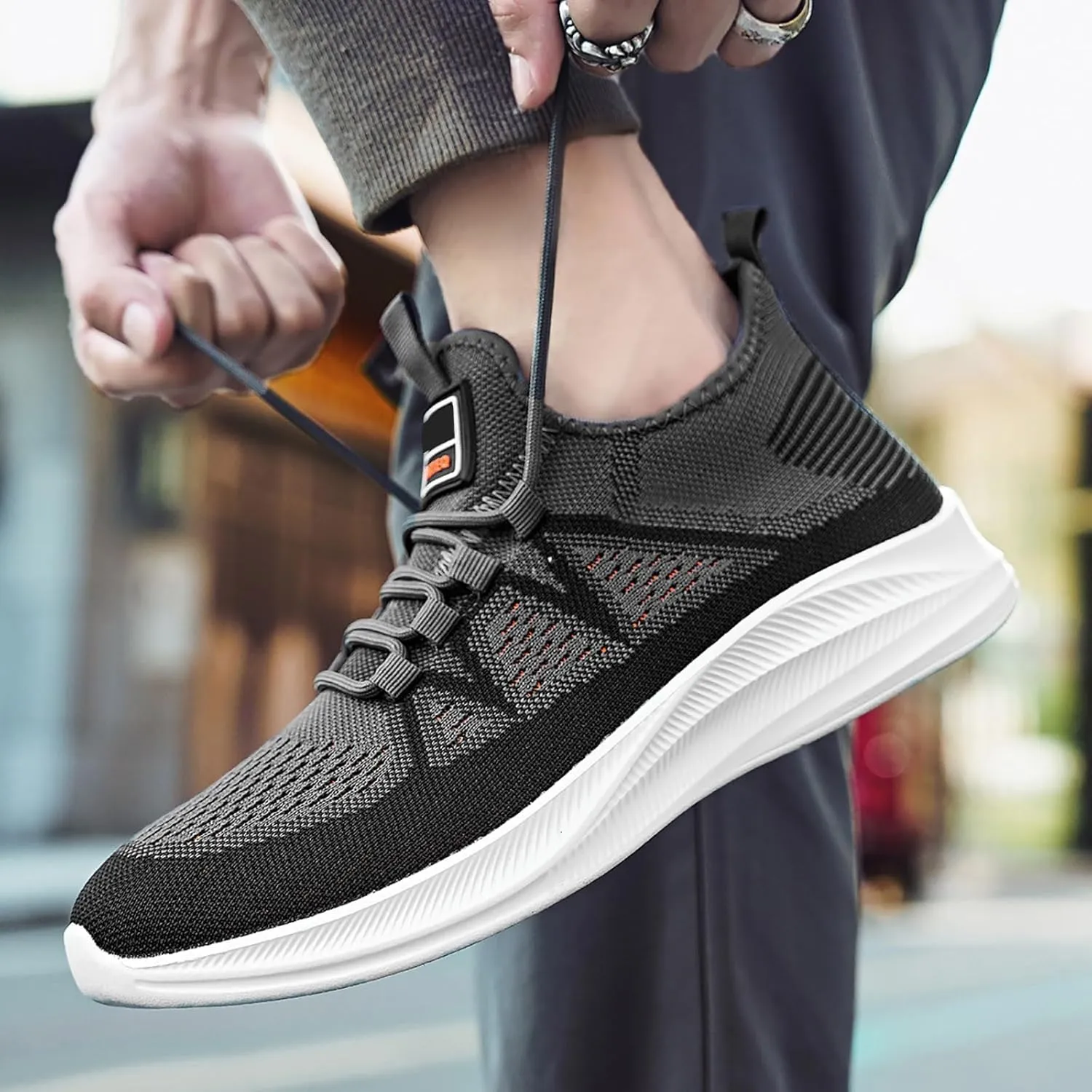 Men's Reathable Stretch Canvas Shoes Breathable Elastic Fly Woven Mesh Sneaker Convenient Elderly Slip on Shoes