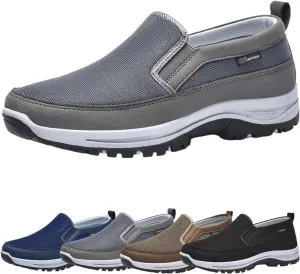 Men's Shoes Walking Shoes Men's Outdoor Leisure Arch Support Slip-on Canvas Loafers, Outdoor Hiking Orthopedic