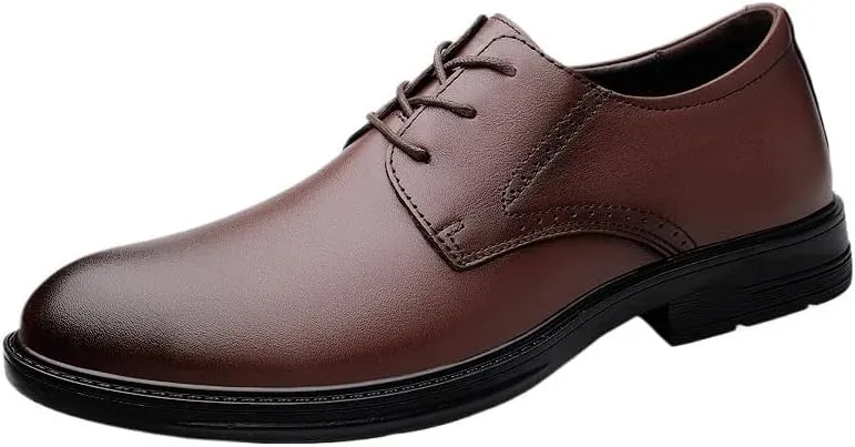 Men's Vintage Lace Up Oxford Shoes Classic Business Formal Brogue Leather Slip Resistant Dress Shoes