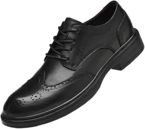 Mens Vintage Lace Up Oxfords Classic Leather Business Casual Slip Resistant Formal Shoes