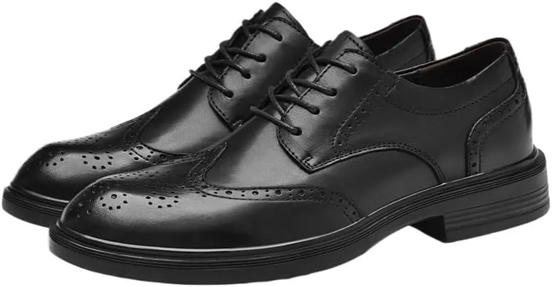 Mens Vintage Lace Up Oxfords Classic Leather Business Casual Slip Resistant Formal Shoes