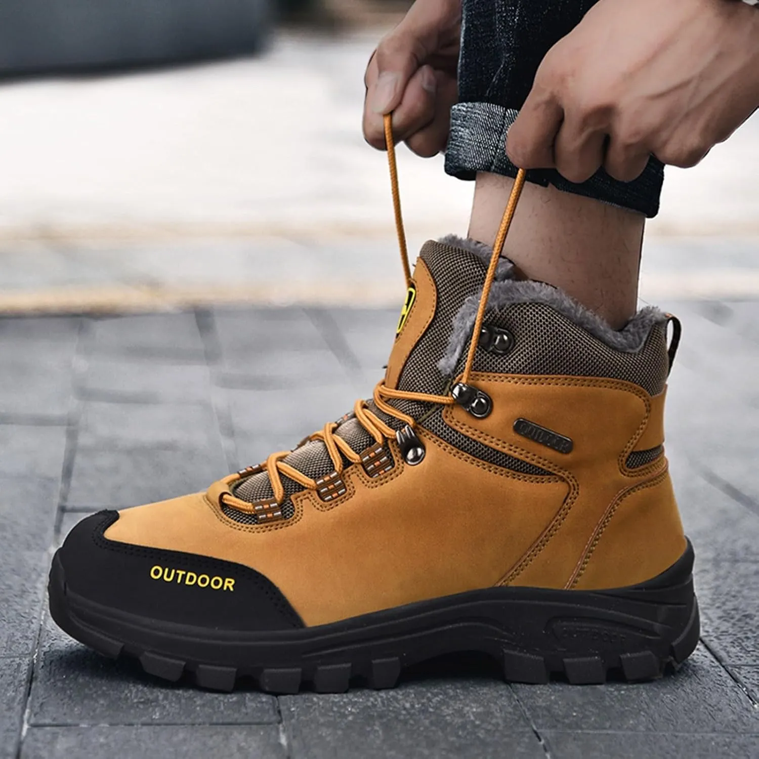 Men's Winter Fashion Breathable Water Proof Outdoor Hiking Shoes High Top Cotton Shoes Hiking Mens Classic Nylon Sneaker Men'