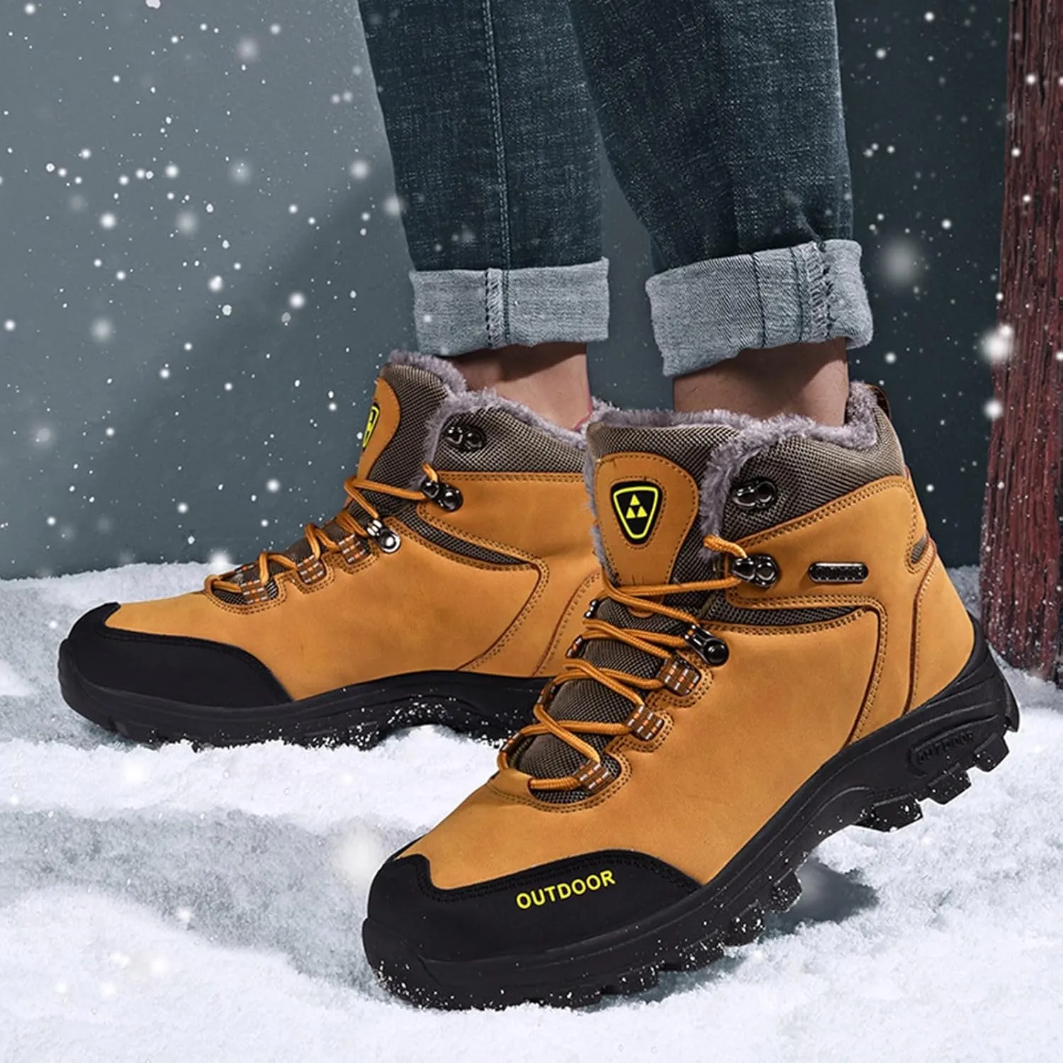 Men's Winter Fashion Breathable Water Proof Outdoor Hiking Shoes High Top Cotton Shoes Hiking Mens Classic Nylon Sneaker Men'