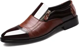 Men's Zipper Dress Shoes Patent Leather Loafers Classic Moccasins Oxford Formal Business Tuxedo Shoes
