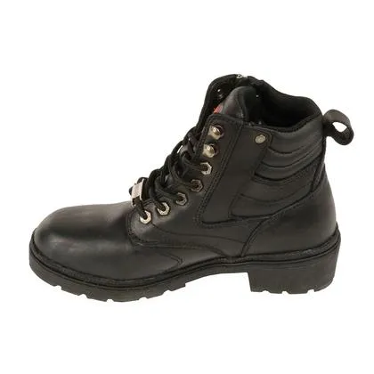 Milwaukee Leather MBL9320W Women's Wide Width Black Lace-Up Motorcycle Boots Black