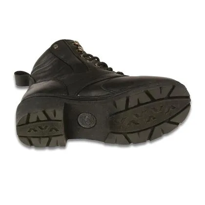Milwaukee Leather MBL9320W Women's Wide Width Black Lace-Up Motorcycle Boots Black