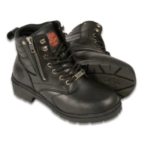Milwaukee Leather MBL9320W Women's Wide Width Black Lace-Up Motorcycle Boots Black