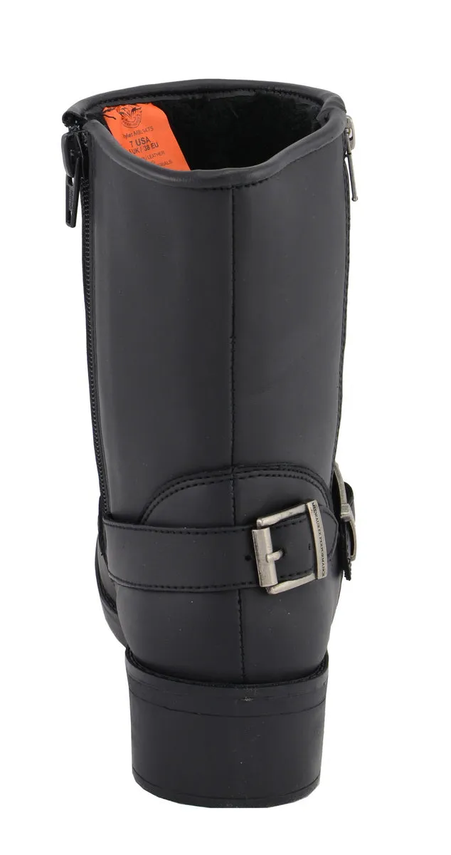 Milwaukee Leather MBL9475 Women's Black Engineer Style Motorcycle Riding Boots with Side Zipper