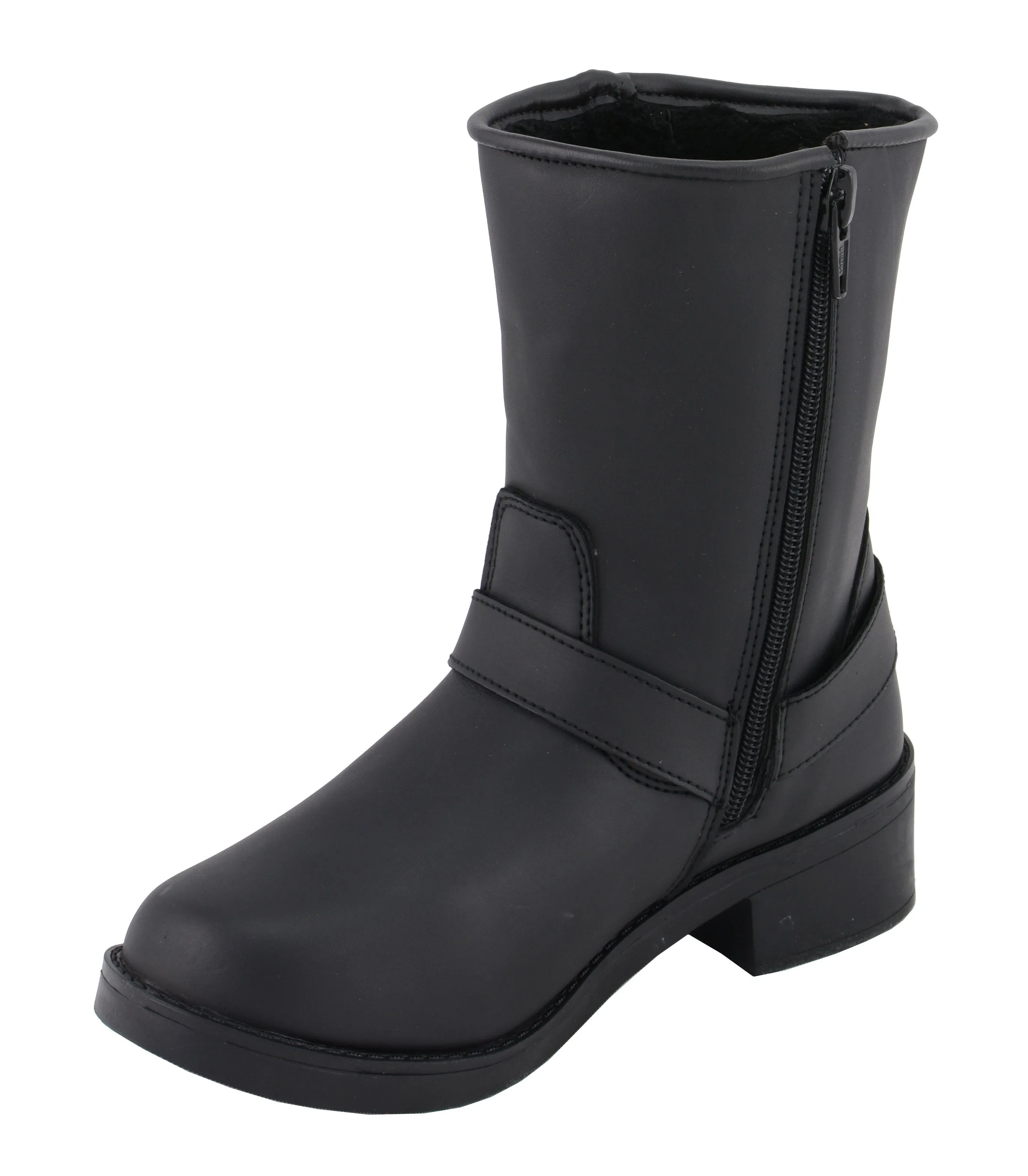 Milwaukee Leather MBL9475 Women's Black Engineer Style Motorcycle Riding Boots with Side Zipper