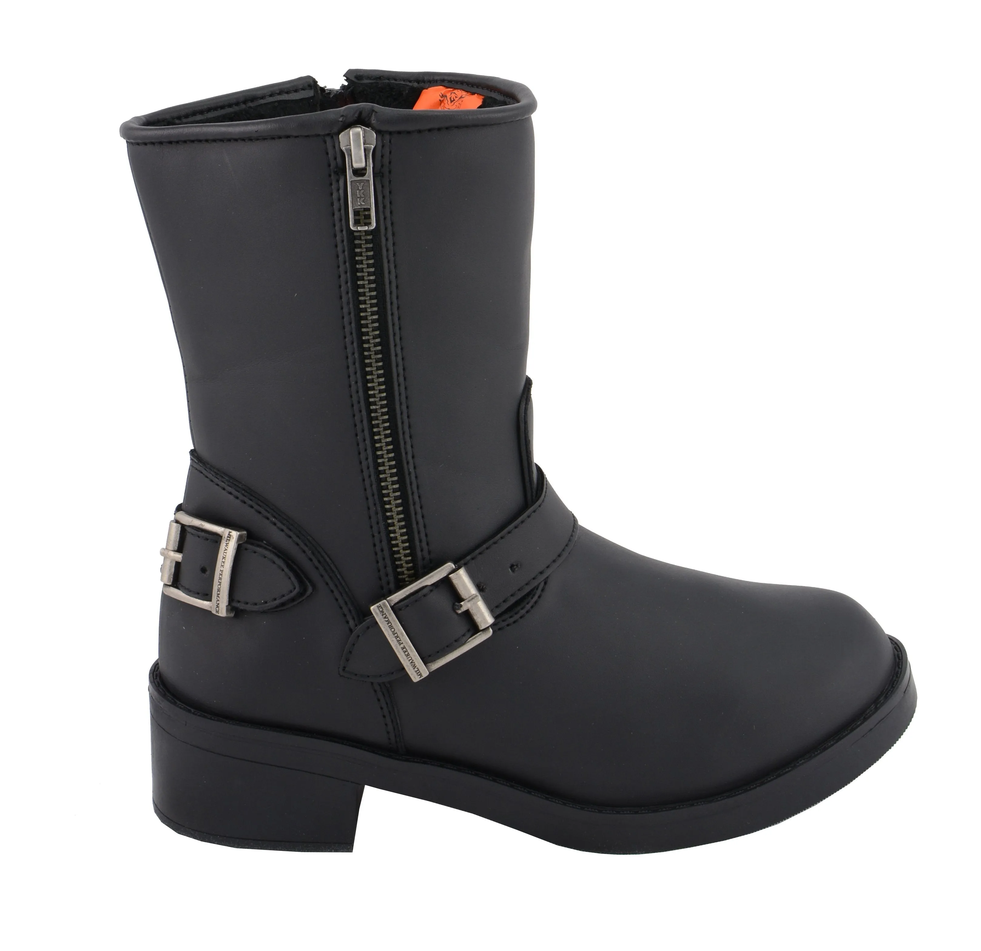 Milwaukee Leather MBL9475 Women's Black Engineer Style Motorcycle Riding Boots with Side Zipper