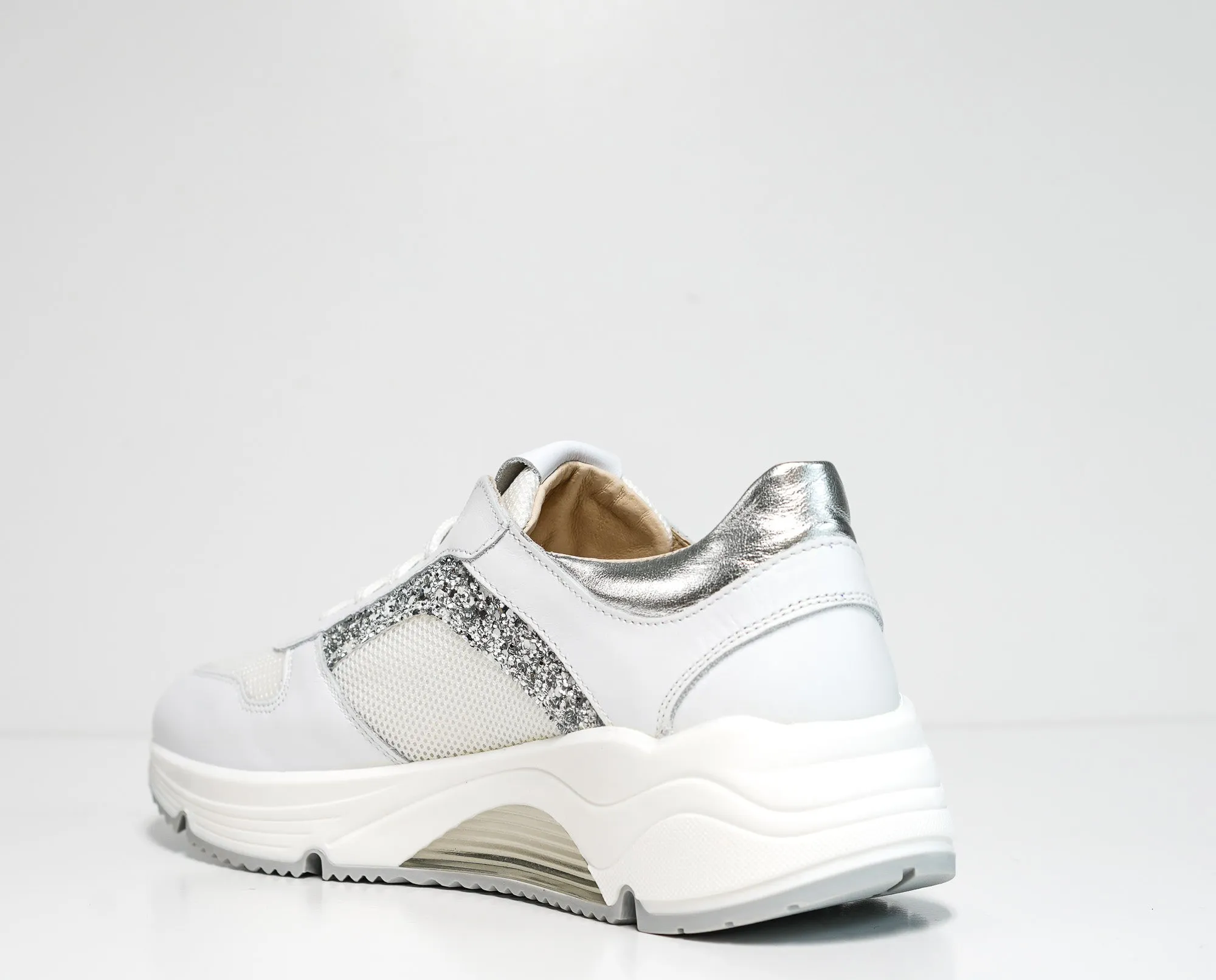 Morelli Women's White Glitter Sneaker 50780   40% OFF