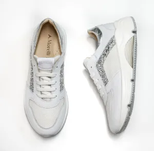 Morelli Women's White Glitter Sneaker 50780   40% OFF