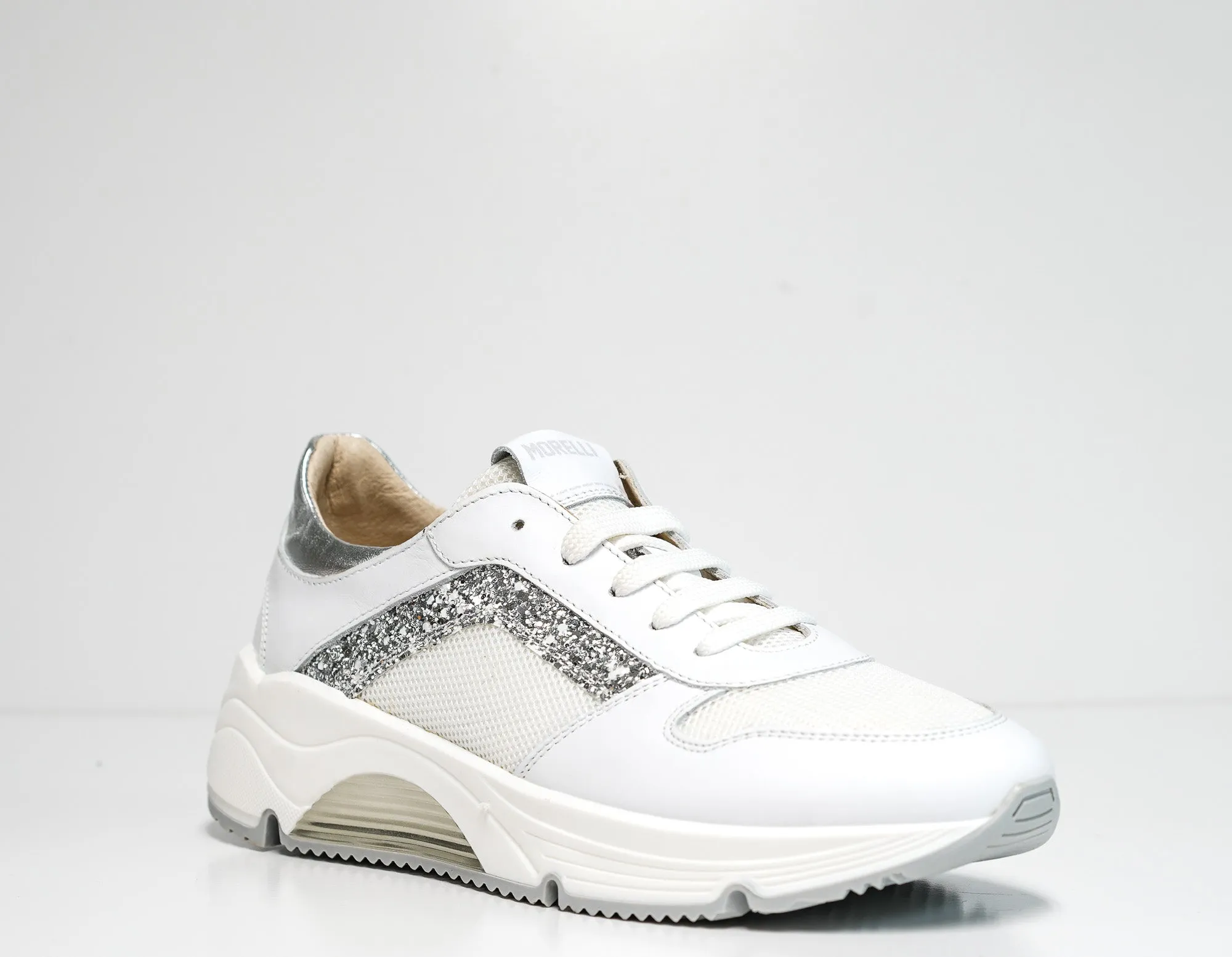 Morelli Women's White Glitter Sneaker 50780   40% OFF