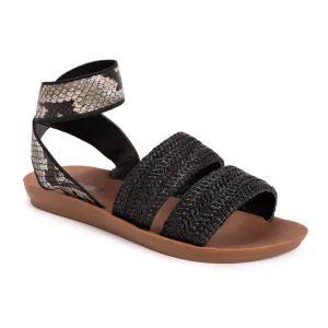 MUK LUKS Women's About Me Flat Sandals, Black, 6