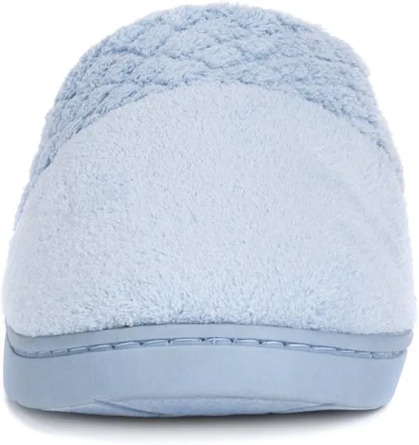 Muk Luks women's Micro Chenille Trimmed Clog Slippers-Blue