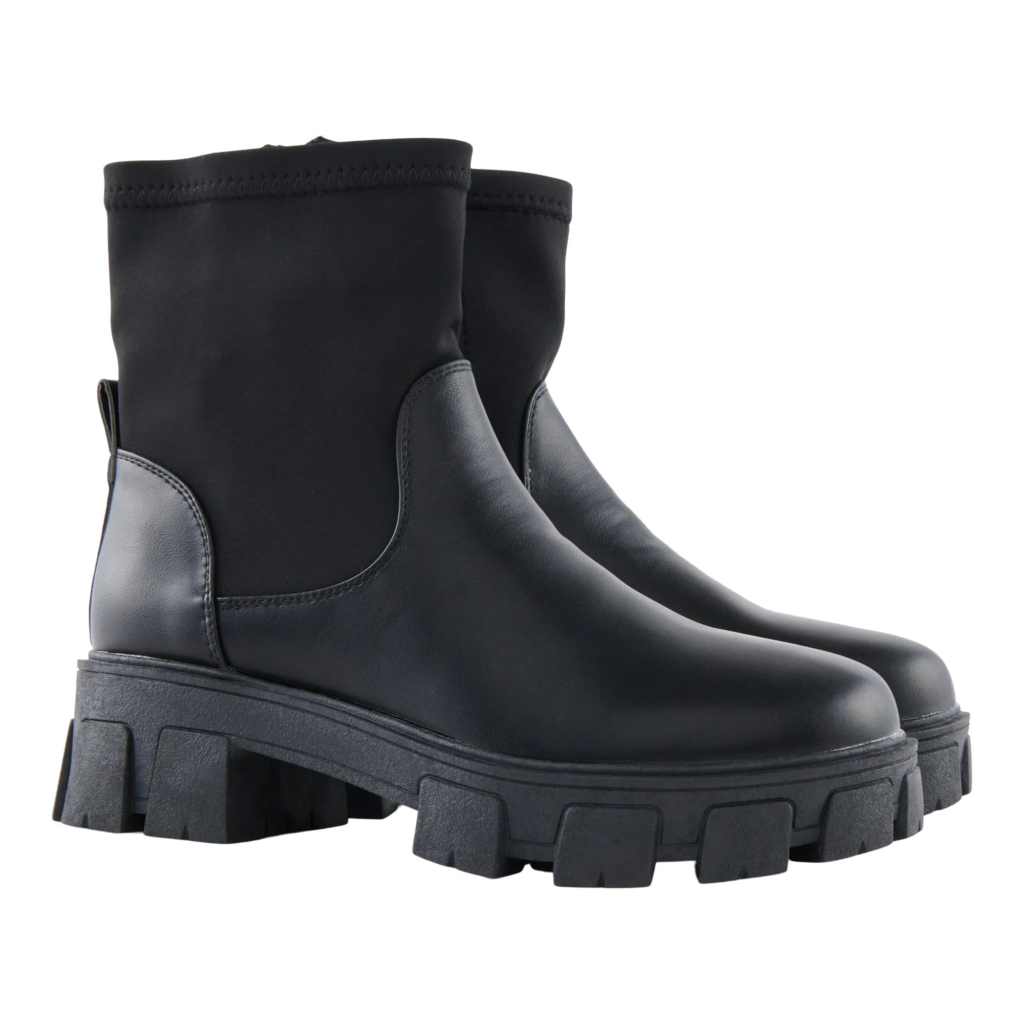 mySTYLE Women's Mix Media Combat Boots, Black