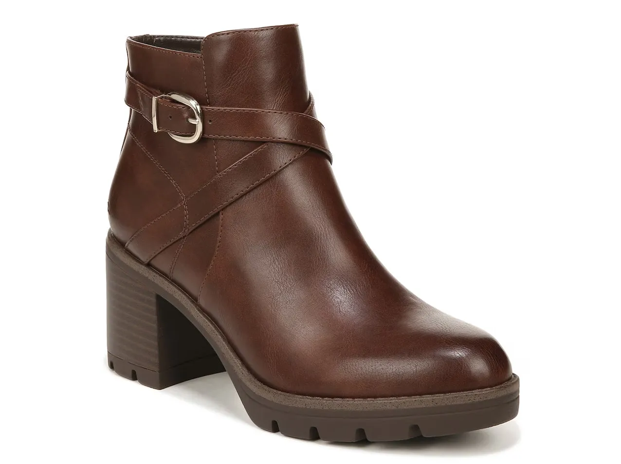 Naturalizer Madalynn Black Cinnamon Fashion Buckle Water Repellent Ankle Boots
