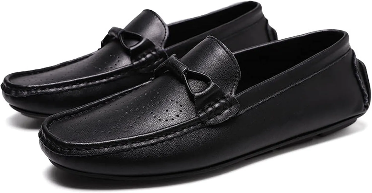 New Men's Shoes Loafers for Men Rope Tie Brogue Round Toe Genuine Leather Breathable Anti-slip Resistant Comfortable Flat Heel Lightweight Walking