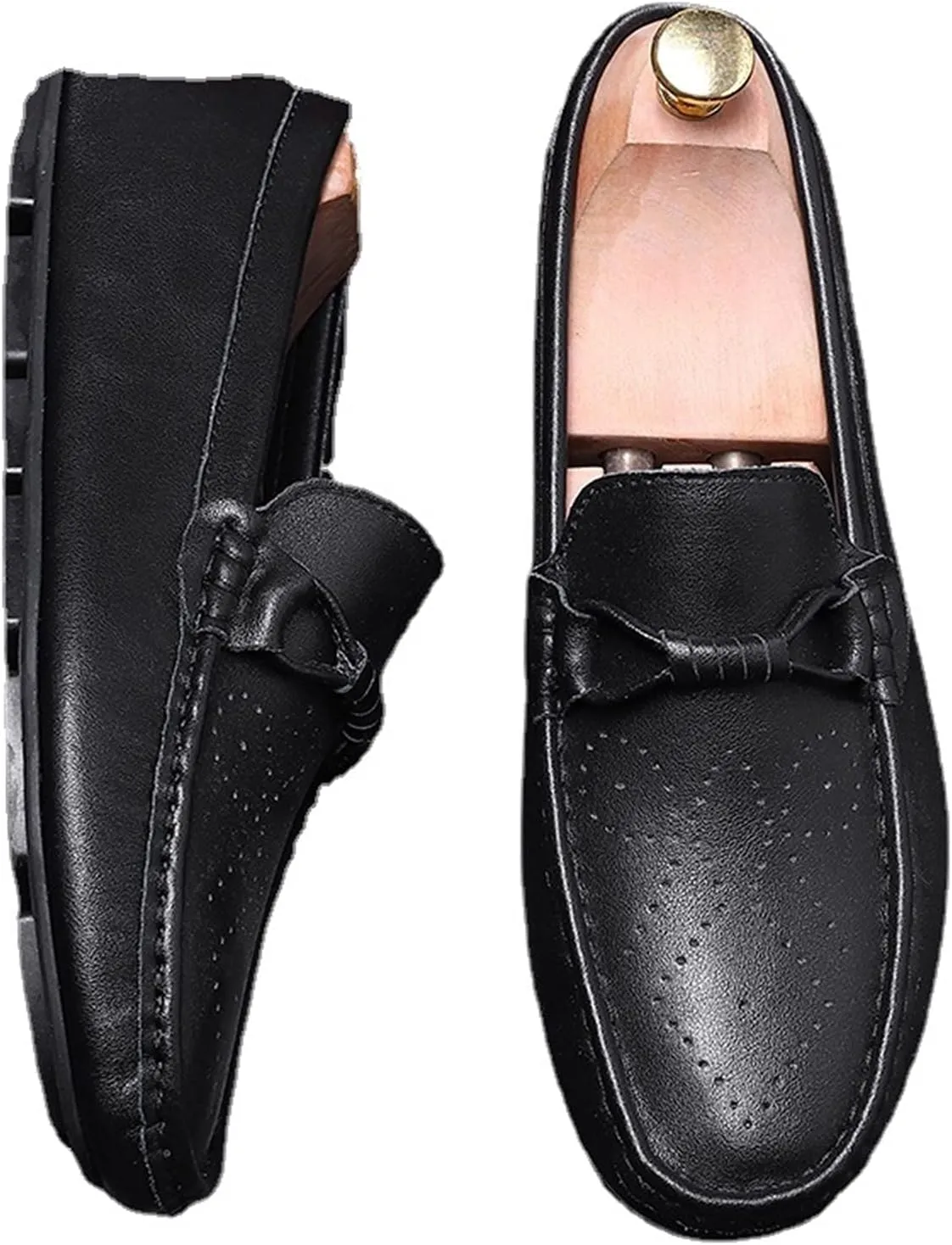New Men's Shoes Loafers for Men Rope Tie Brogue Round Toe Genuine Leather Breathable Anti-slip Resistant Comfortable Flat Heel Lightweight Walking