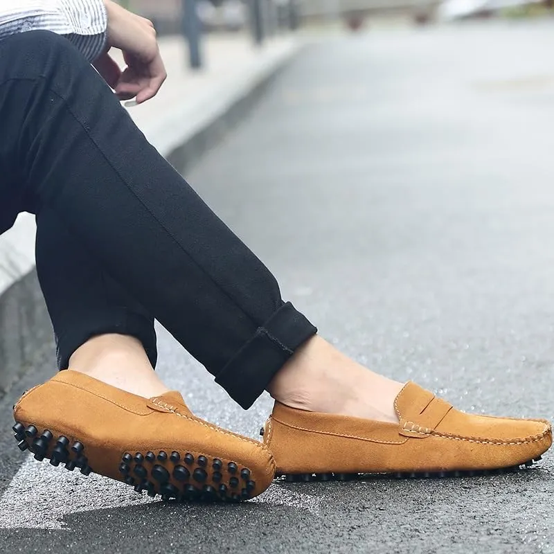 New Men's Shoes Loafers for Men Suede Vamp Driving Penny Moccasins Loafers Flexible Flat Heel Slip Resistant Anti-Slip Prom Slip-ons