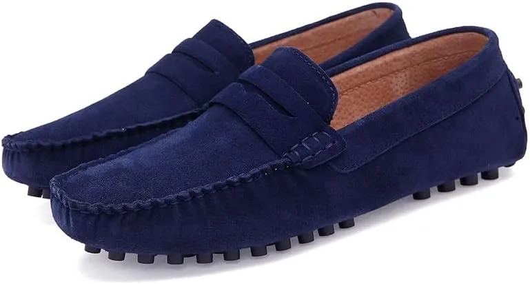 New Men's Shoes Loafers for Men Suede Vamp Driving Penny Moccasins Loafers Flexible Flat Heel Slip Resistant Anti-Slip Prom Slip-ons