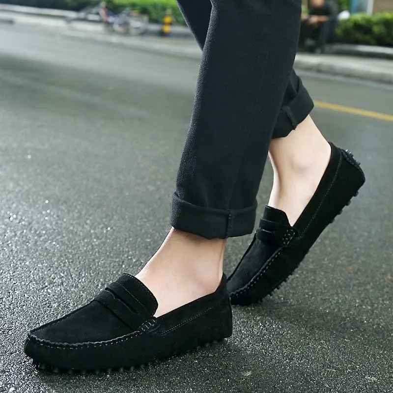 New Men's Shoes Loafers for Men Suede Vamp Driving Penny Moccasins Loafers Flexible Flat Heel Slip Resistant Anti-Slip Prom Slip-ons
