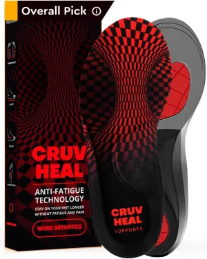 (New) Plantar Fasciitis Relief - Shoe Insoles Men Women - Medium Arch Support - Anti-Fatigue Work Boot Insoles - Orthotic Shoe Insert - Running Athletic Insoles (XL, Red)