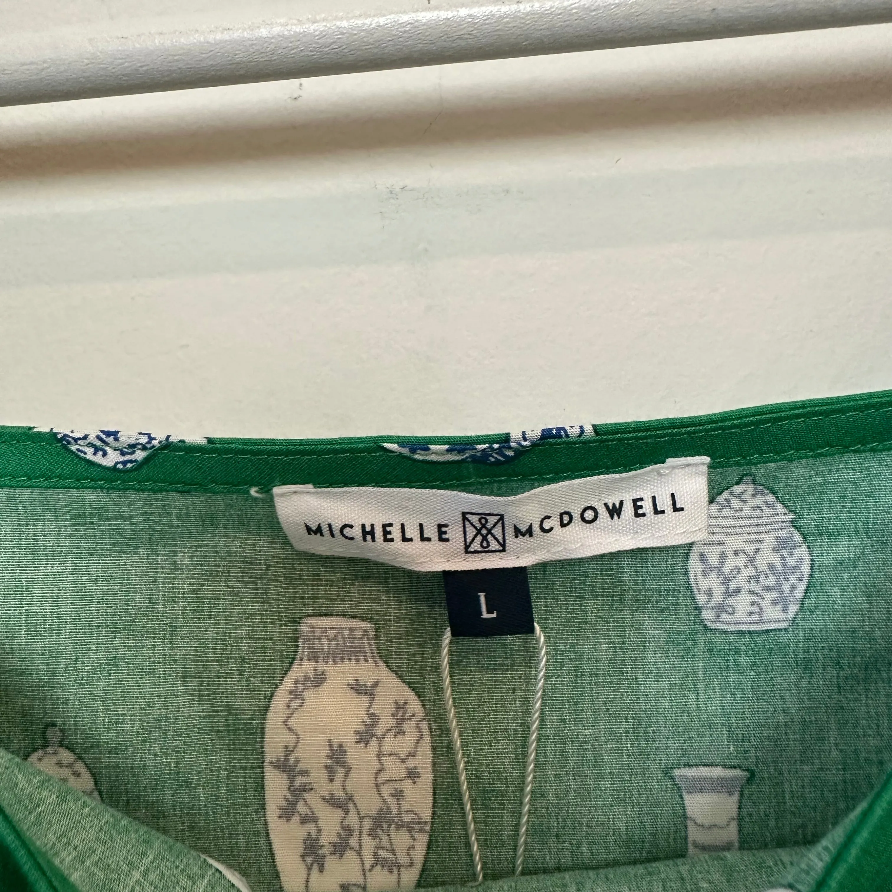 New with Tags Michelle Mcdowell Ginger Jar Iris Dress Green Blue Large