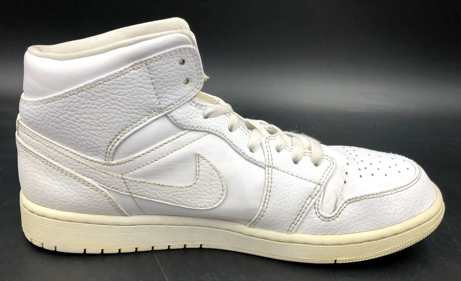 Nike Air Jordan 1 Mid 'Triple White' 2020 Men's Sneakers - Size 11 ( COA)