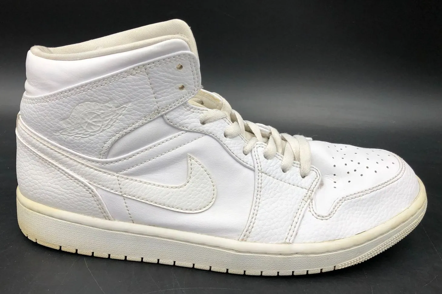 Nike Air Jordan 1 Mid 'Triple White' 2020 Men's Sneakers - Size 11 ( COA)