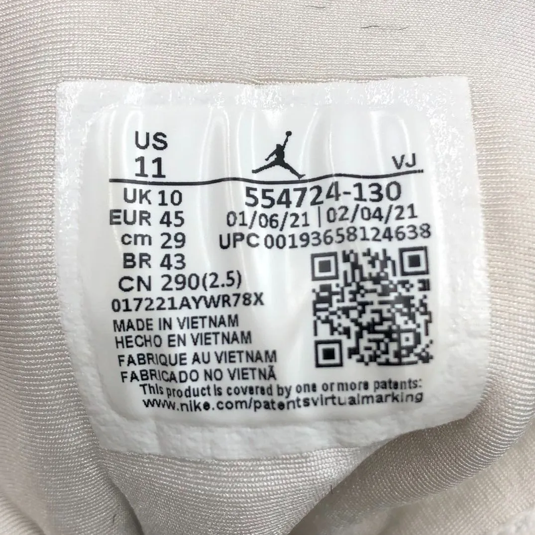 Nike Air Jordan 1 Mid 'Triple White' 2020 Men's Sneakers - Size 11 ( COA)