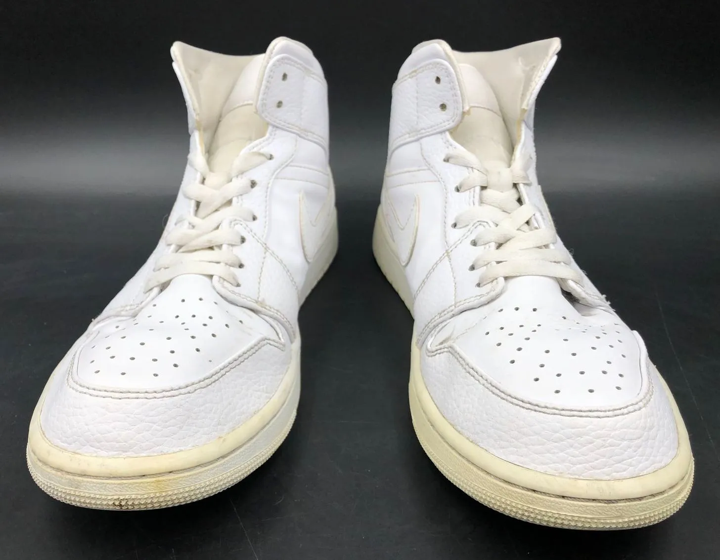 Nike Air Jordan 1 Mid 'Triple White' 2020 Men's Sneakers - Size 11 ( COA)