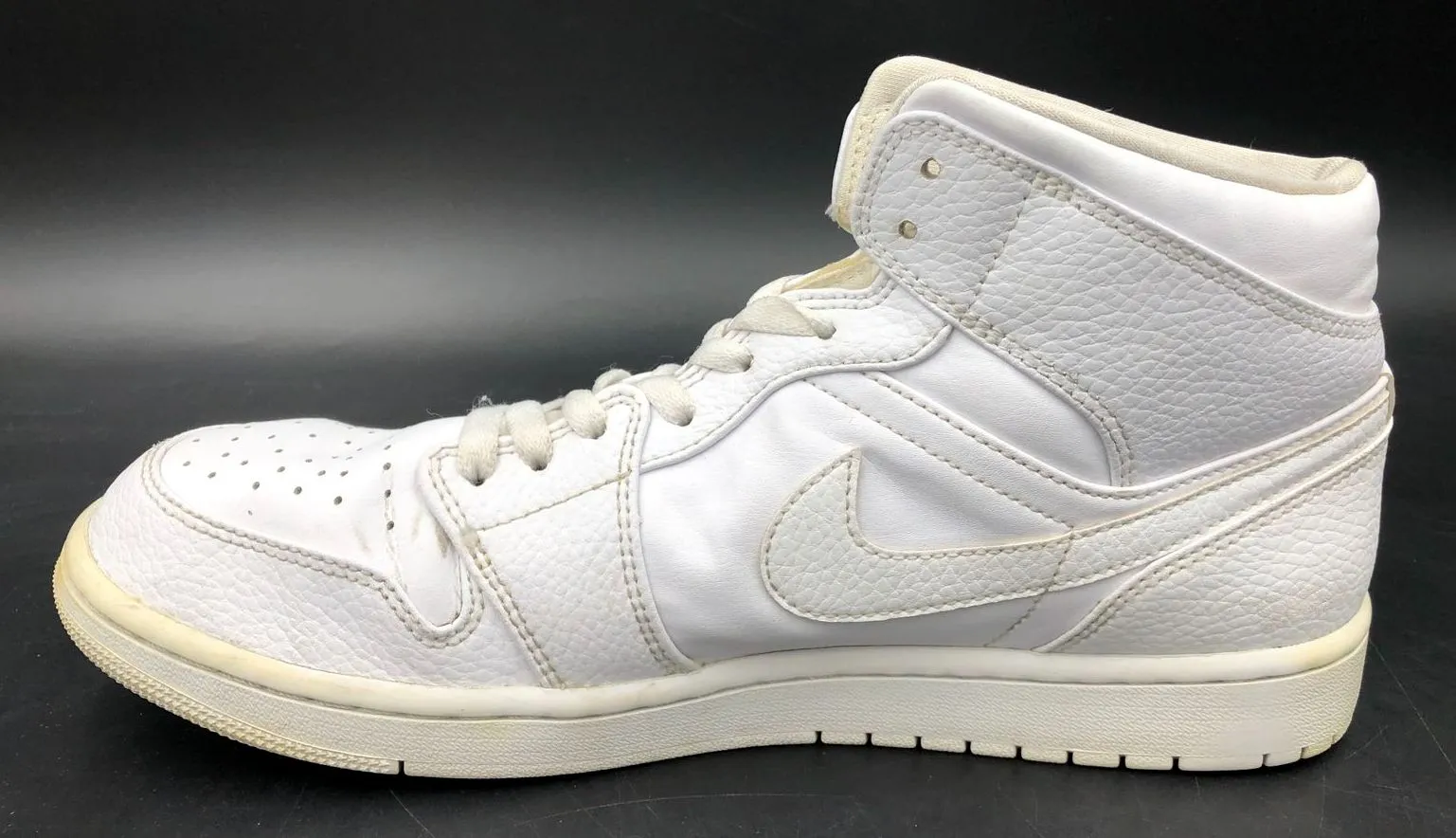 Nike Air Jordan 1 Mid 'Triple White' 2020 Men's Sneakers - Size 11 ( COA)