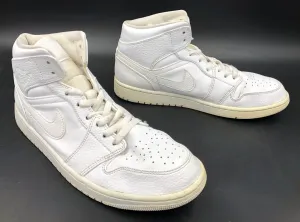 Nike Air Jordan 1 Mid 'Triple White' 2020 Men's Sneakers - Size 11 ( COA)