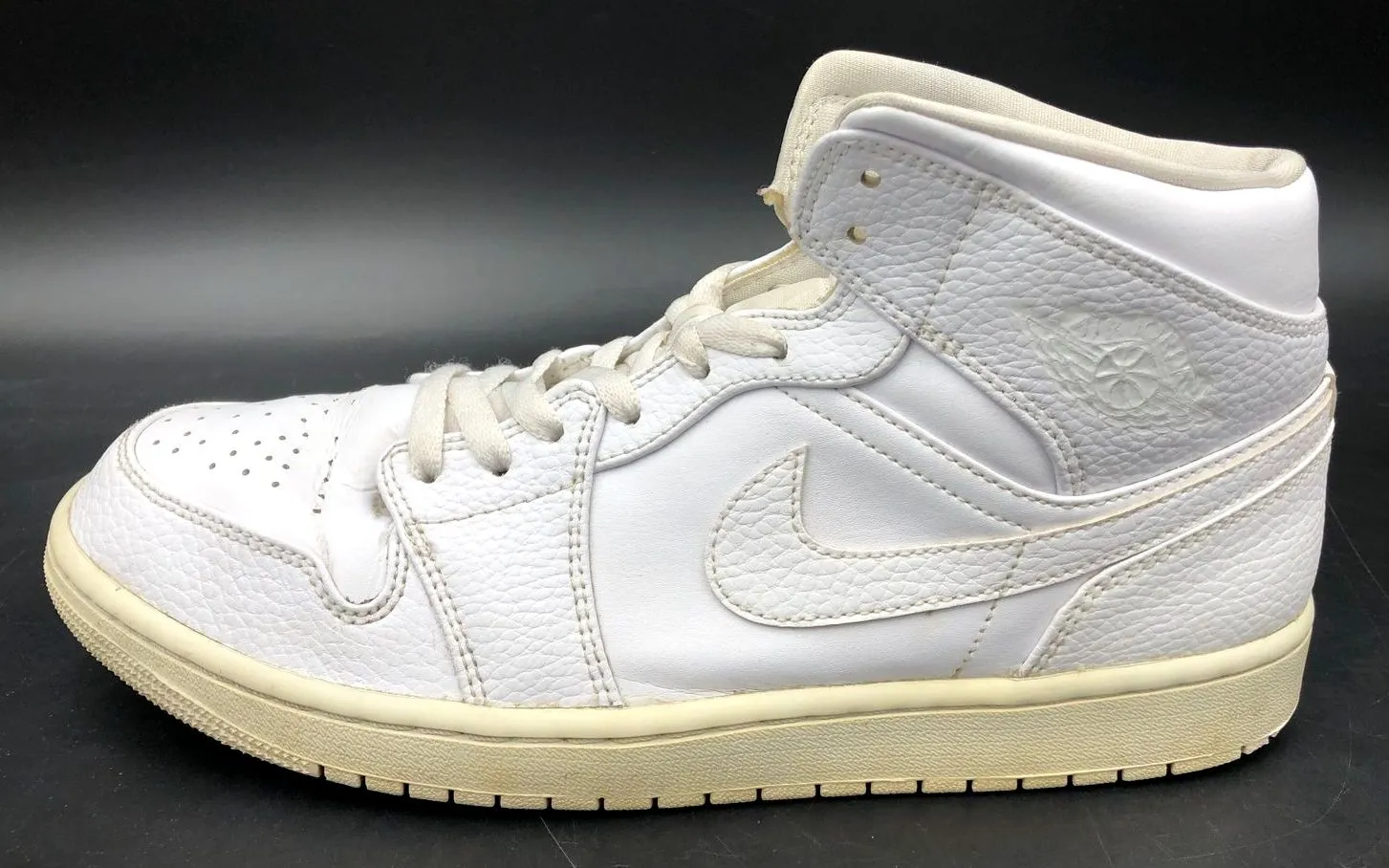 Nike Air Jordan 1 Mid 'Triple White' 2020 Men's Sneakers - Size 11 ( COA)