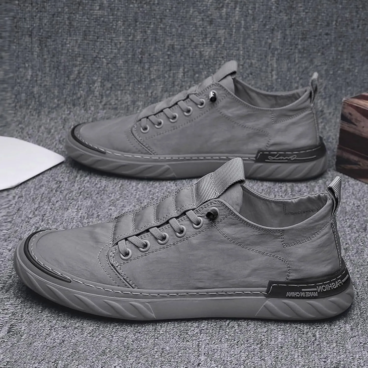 Non Slip Work Sport Shoes for Men Trendy Versatile Shoes Casual Versatile Canvas Arch Support Men's Leather Boots