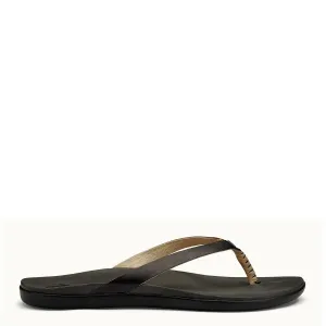 Olukai Women's Ho'Opio Leather Sandal - Onyx/Black 20290-OX40