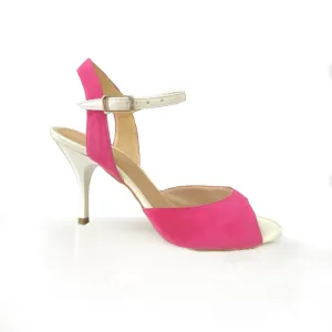 Orquid - Fuchsia Suede Tango Shoesand White Patent
