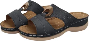Orthopedic Sandals for Women Arch Support Wedges Sandal Summer Casual Comfortable Slippers Dressy Platform Beach Slides Low Heels Memory Foam Sandals Breathable Slipper