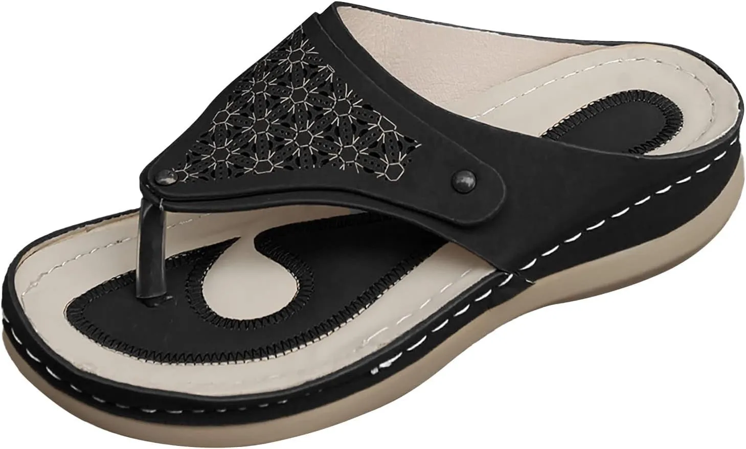 Orthopedic Sandals for Women Wide Width Comfortable Recovery Footwear Orthotic Arch Support Thick Cushion Platform Non Slip Sole Beach Fashion
