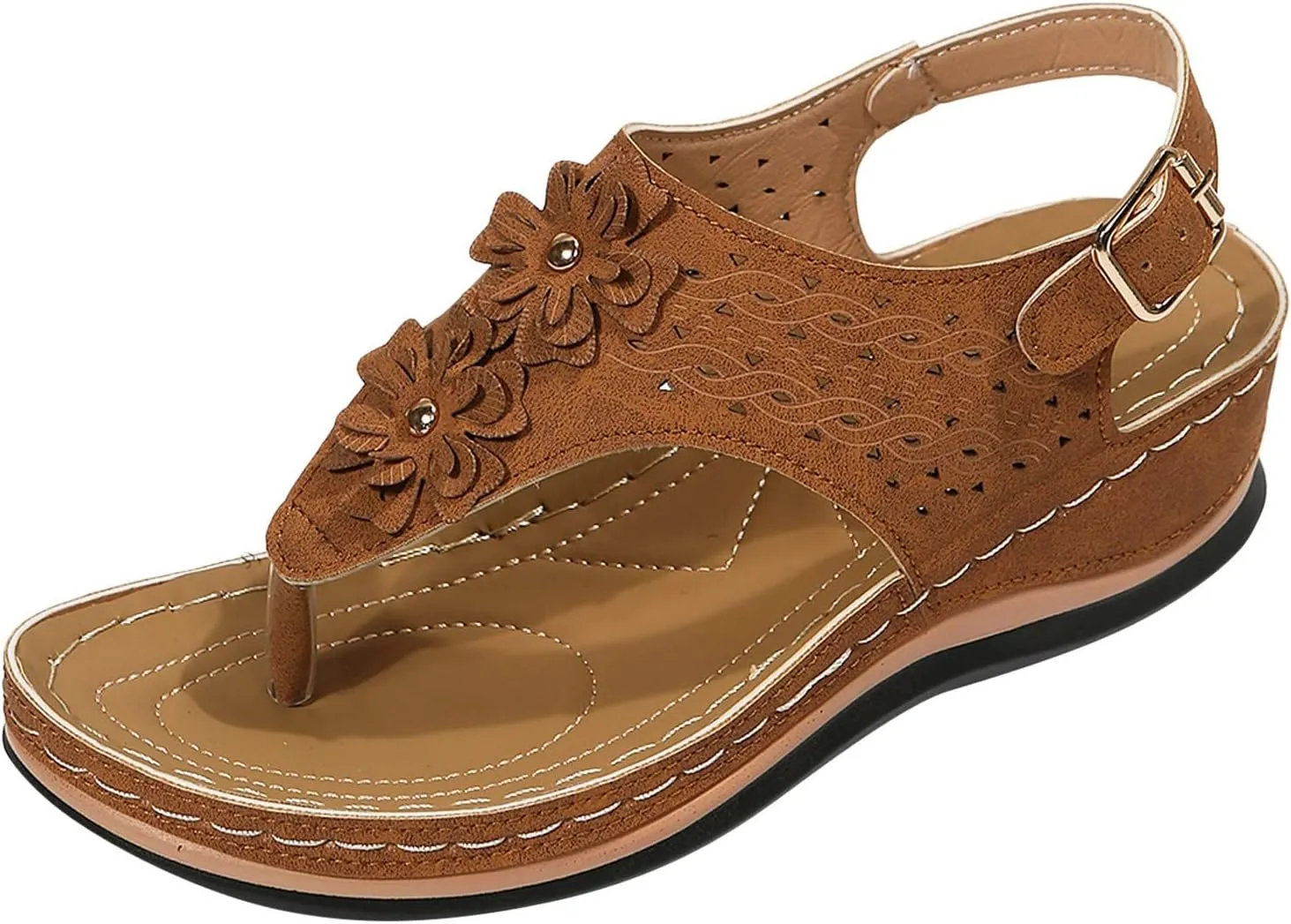 Orthopedic Sandals with Flowers for Women Dressy Summer Orthopedic Wedge Sandals for Women Womans Sandals with Arch Support Orthopedic Womens Sandals with Arch Support Black Casual Summer Shoes